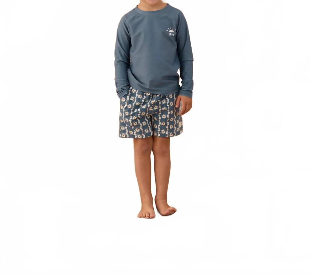 NEW RYLEE + CRU sun wave board shorts in marine